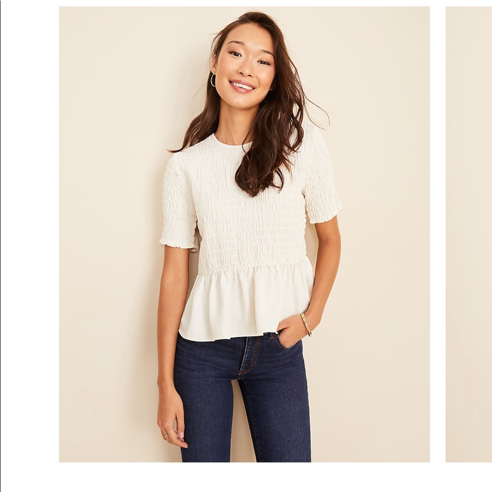 Ann Taylor Smocked Peplum Top